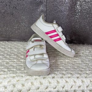 Adidas Toddler Sz: 10 white and pink stripe sneakers